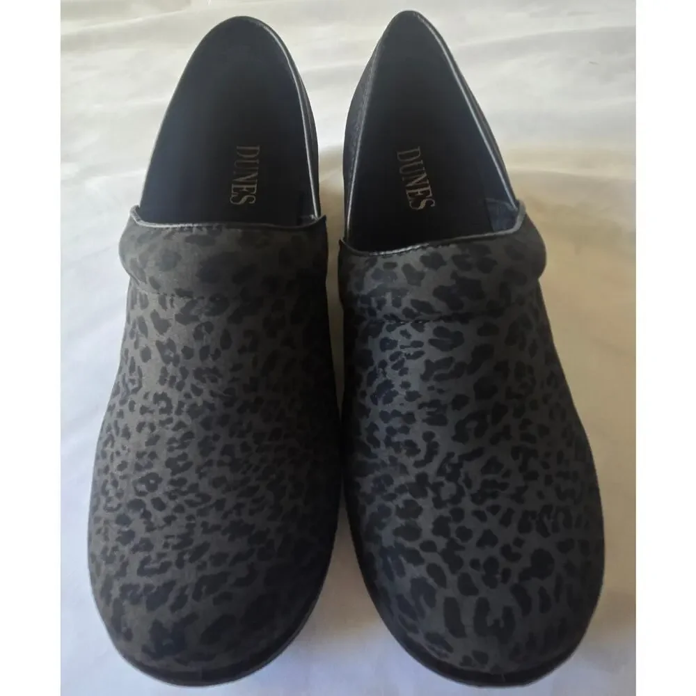 DUNES Women's Work Slip Resistant Slip on Animal Print Cheetah Black Shoes 7.5 - Picture 2 of 5